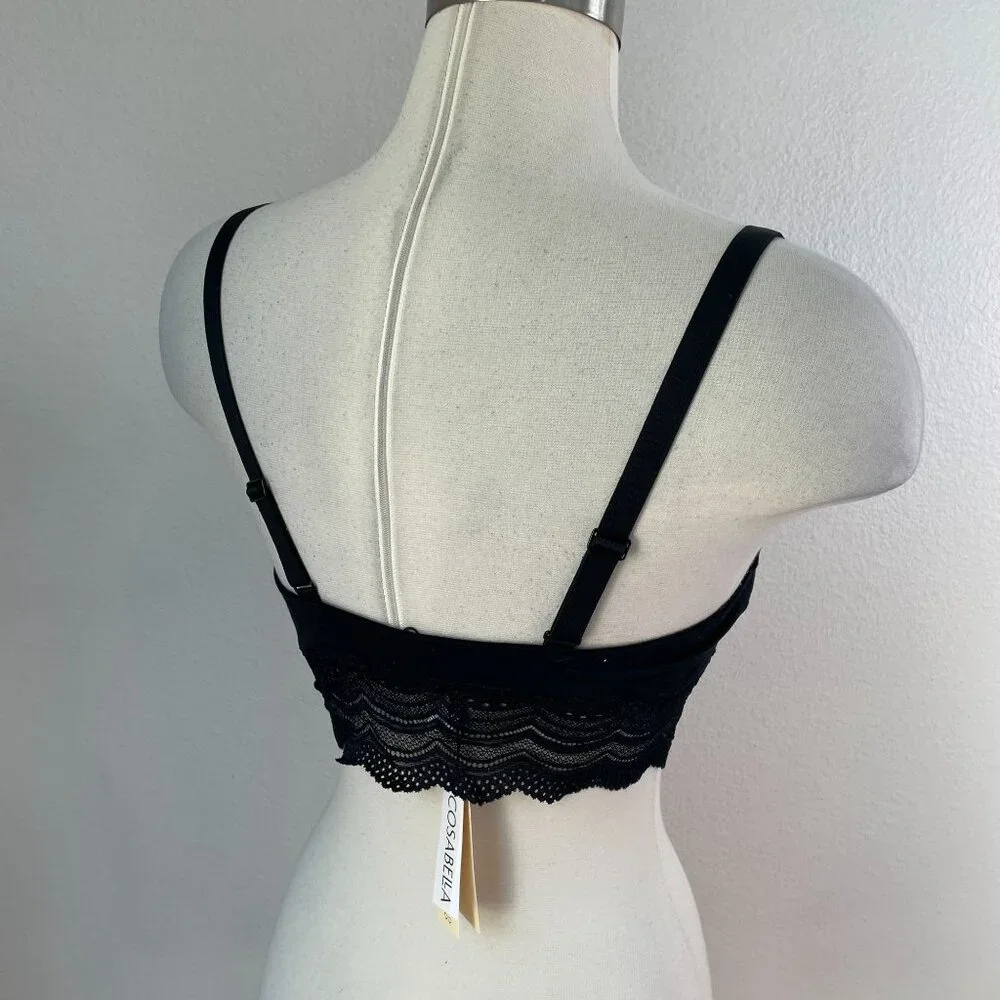 NEW Cosabella Womens Medium Evolution Modal Nursing Bra‎ Black Lace Trim